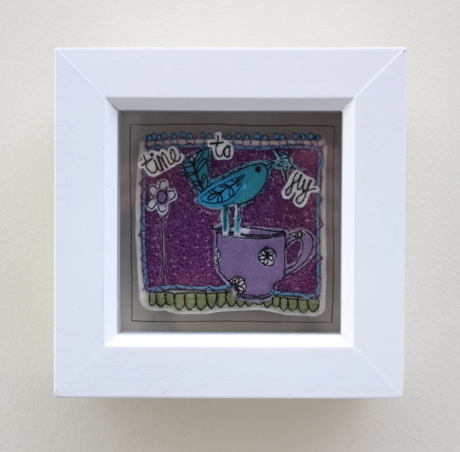 'Time to Fly' - Framed Embroidery