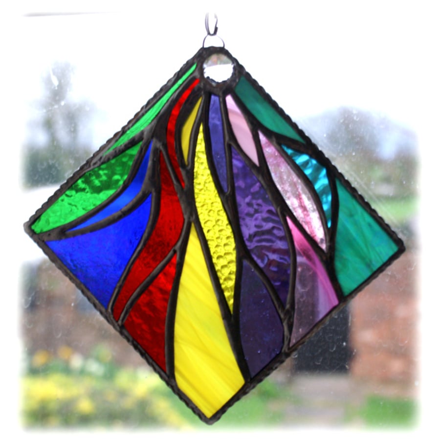 Ribbons Stained Glass Suncatcher Rainbow Handmade 