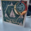 Camping action birthday card