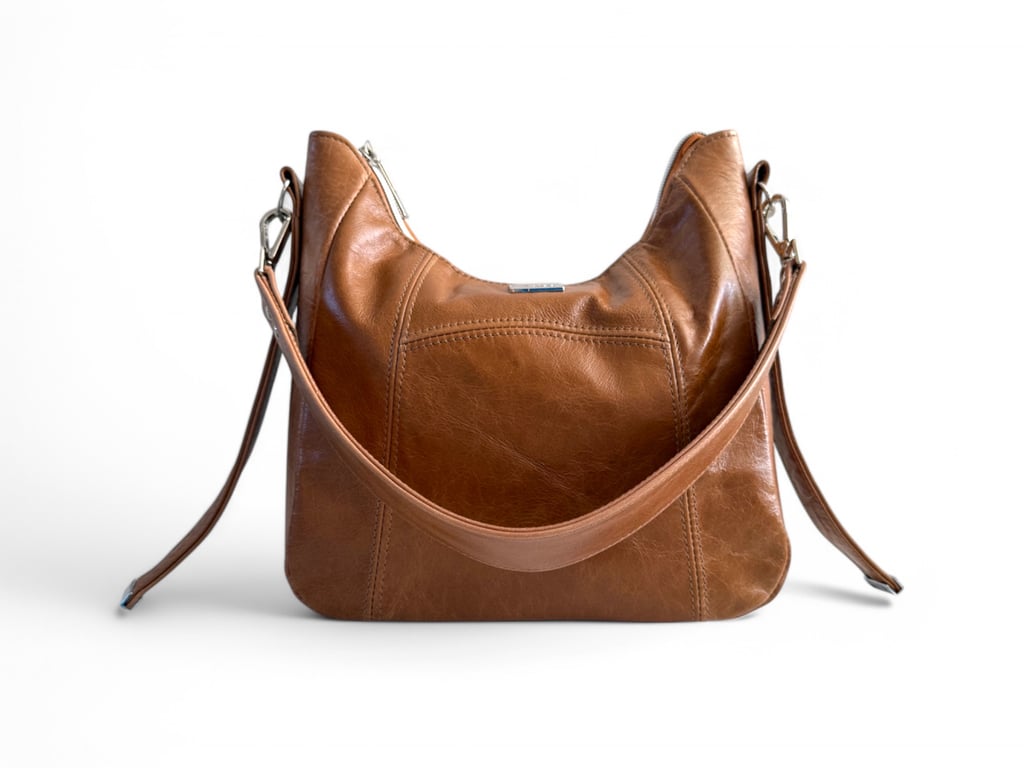 Leather Shoulder Bag - Tan Coloured Leather Bag - Handmade Handbag - Eco Fashion