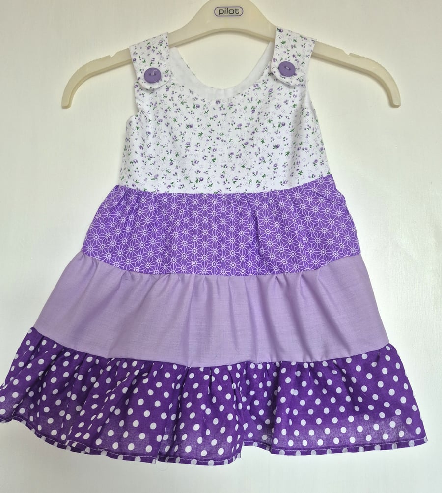 Purple colours toddlers tiered sundress - size 1 to 2 years