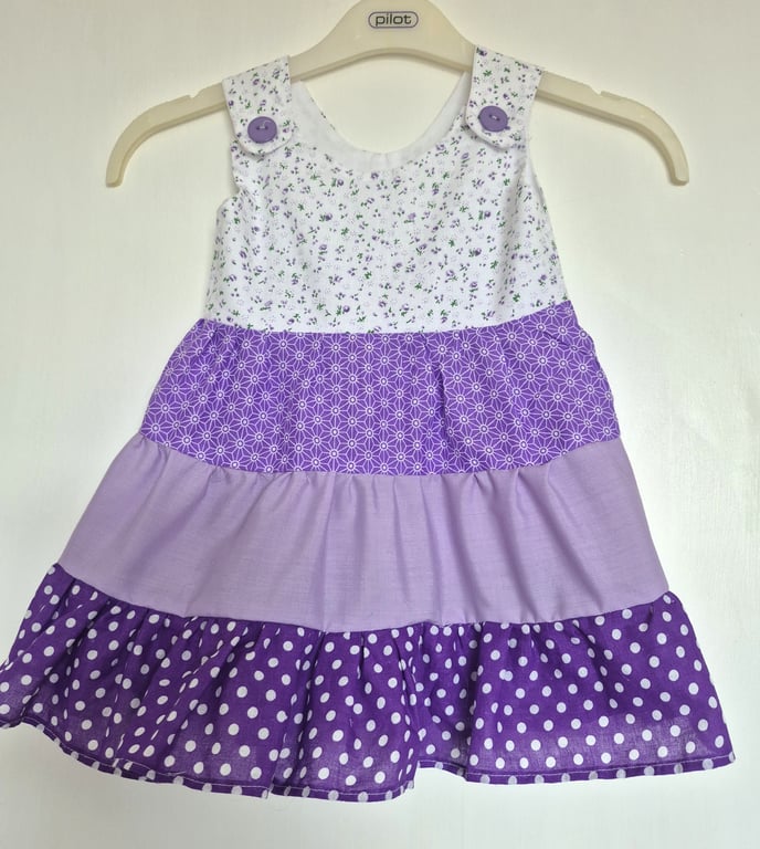 Purple colours toddlers tiered sundress - size 1 to 2 years