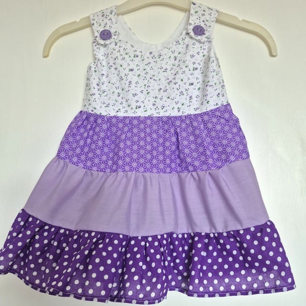 Purple colours toddlers tiered sundress - size 1 to 2 years