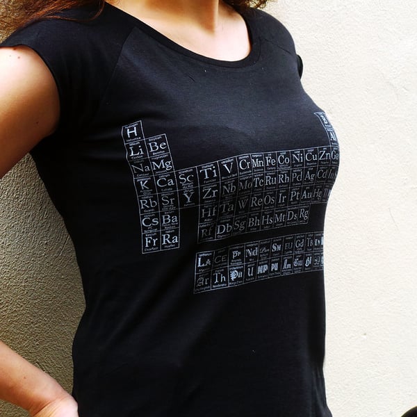 Typographic Periodic Table women's bamboo T shirt