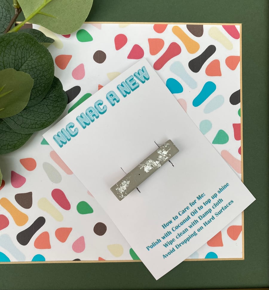 Grey and Silver Hair Clip, Resin Hair Clip, jesmonite, eco Resin