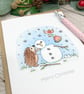 Hedgehog, Snowman & Friends Card - Christmas Card - Cute Hedgehog Card - Image 2