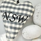 SALE - MIDI HEART - 'NSW' in grey gingham