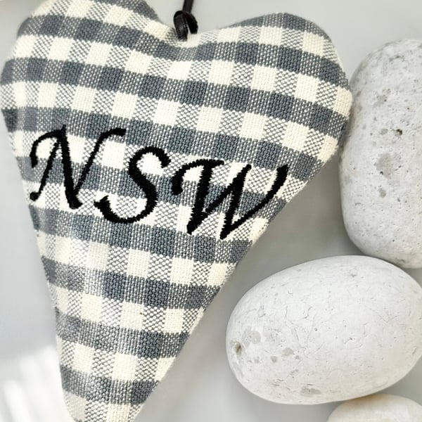 SALE - MIDI HEART - 'NSW' in grey gingham
