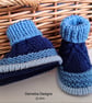 Baby Boy's Hand Knitted Cable Design Booties 0-3 months size  - Image 2