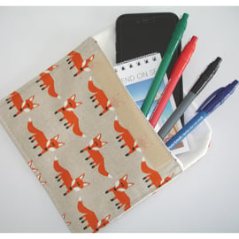 Fox Pouch Case Velcro Seal Pencil Cable Storage Bag