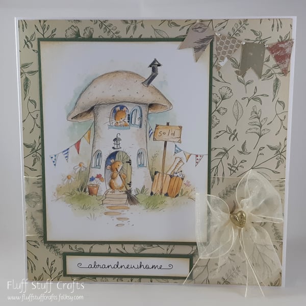 Handmade new home card - mouse toadstool