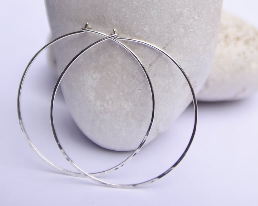Handforged Silver Hoop Earrings