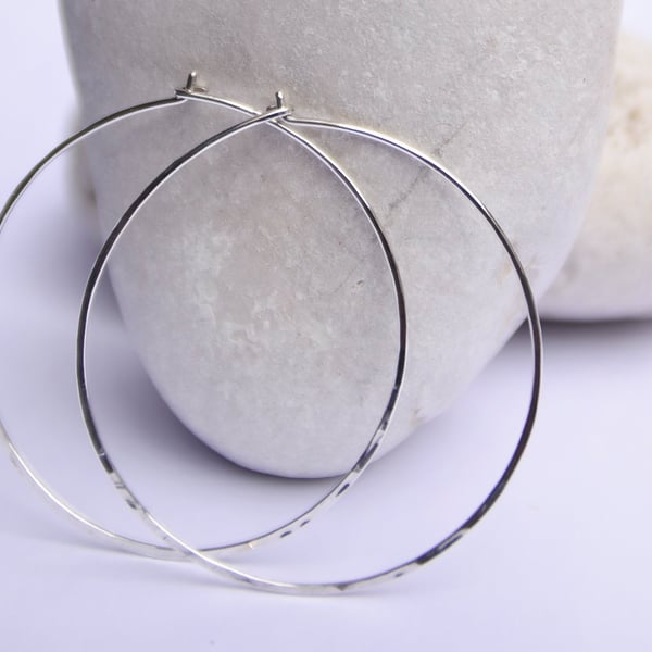 Handforged Silver Hoop Earrings