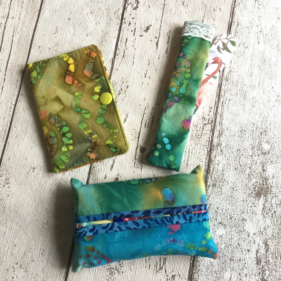 3 Piece Batik Fabric Handbag Accessory Collection