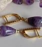 Teardrop amethyst dangle earrings, handmade gift for her - Image 4
