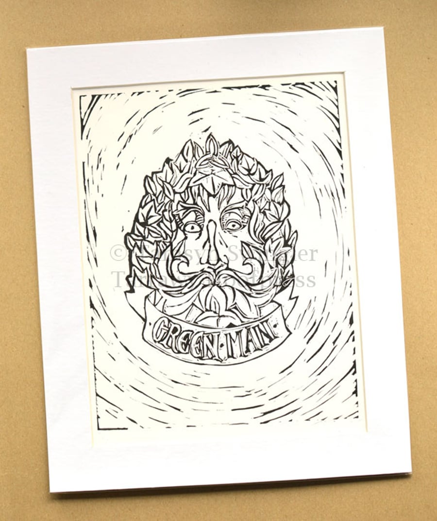 Green Man - Lino Print - Limited Edition