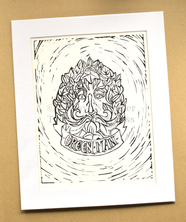 Green Man - Lino Print - Limited Edition