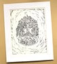 Green Man - Lino Print - Limited Edition - Image 1