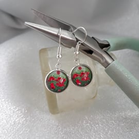 ER200  12mm poppy cabochon drops