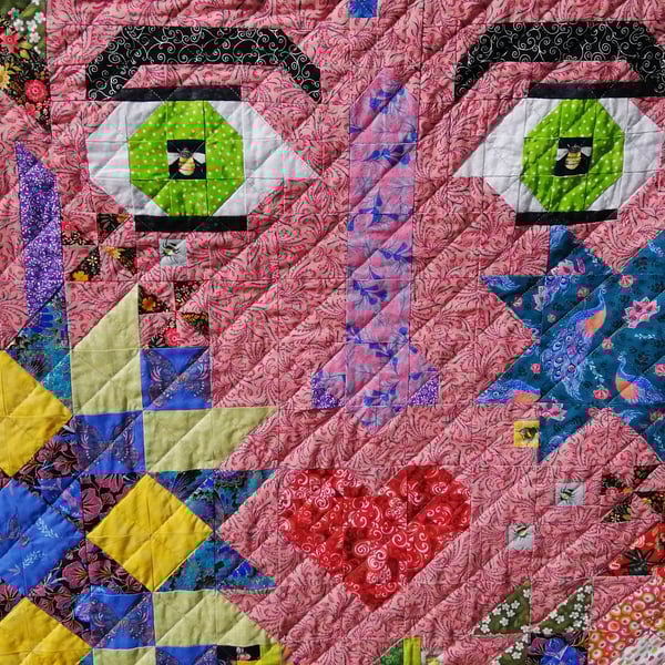 Modern Patchwork Sampler Quilt - Bespoke design face 158cm square - 66" 