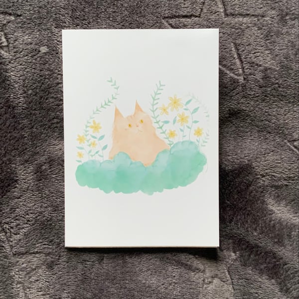 Garden Cat Card, A6 Card