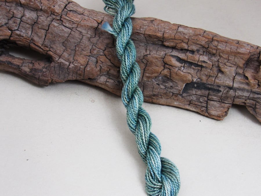 15m Natural Dye Space Dyed Green Blue Cotton Perle 5 Thread Floss