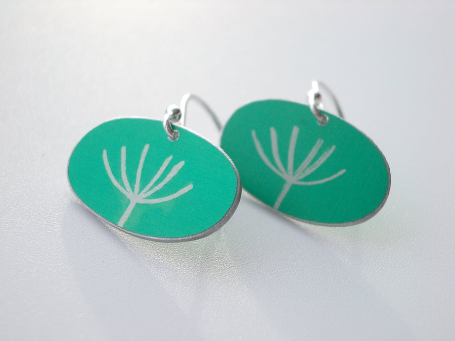 Dandelion seedhead earrings in jade green