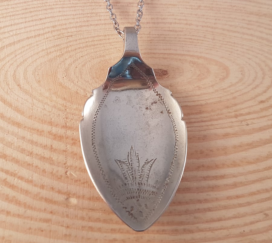 Silver Plated Upcycled Crown Jam Spoon Necklace SPN051701