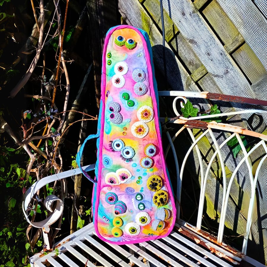 Eyes Soprano Ukulele Gig Bag, Handmade Uke Case