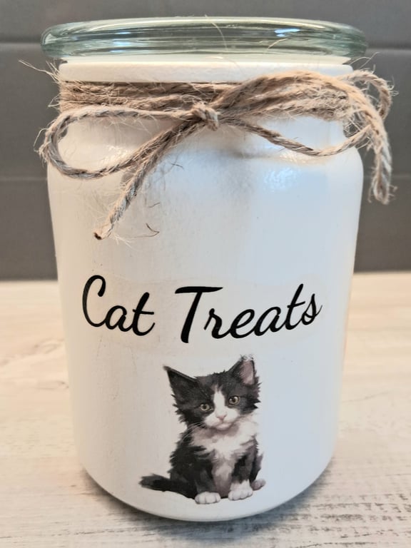 Cat Decoupaged Treat Jar