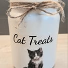 Cat Decoupaged Treat Jar