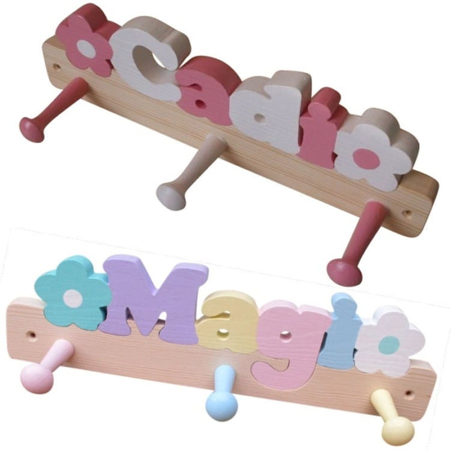 Personalised Child's Name Coat HookPeg for Girls