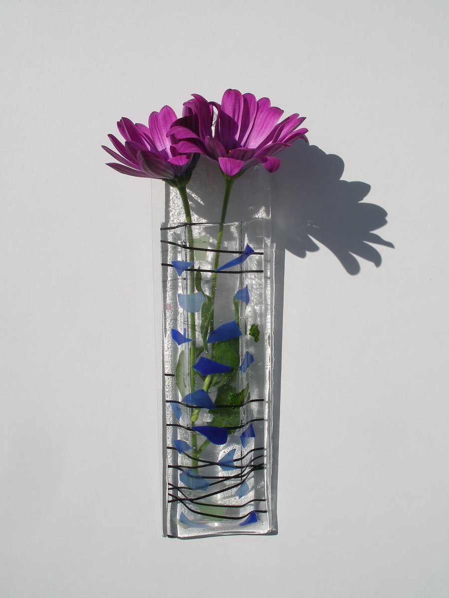Cornflower fused glass wall vase
