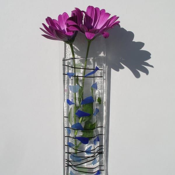 Cornflower fused glass wall vase