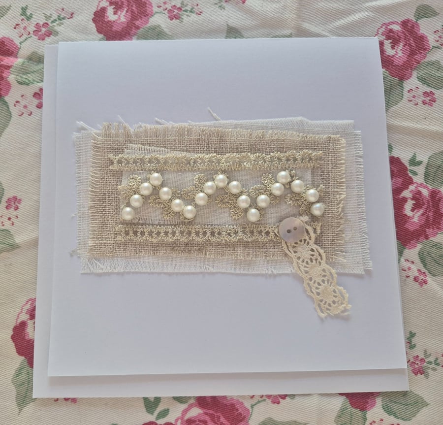 Handmade blank card using pretty materials