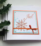 CHRISTMAS  CARDS ( pack of 4 ) 'Noel'. Snowflakes. Copper, blue.  - Image 5