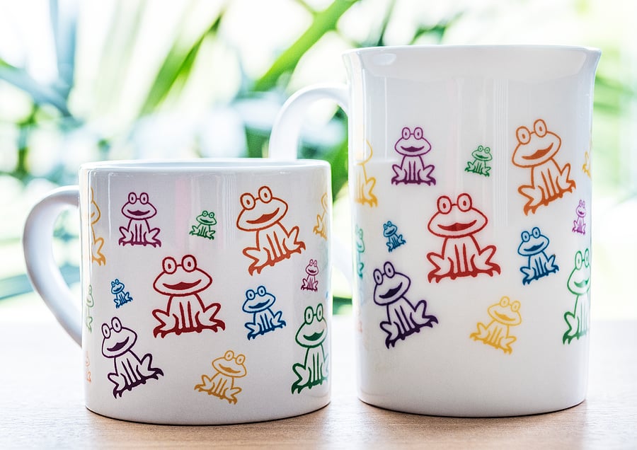 Bone china rainbow frog coffee mug cup ceramic children's large espresso cup