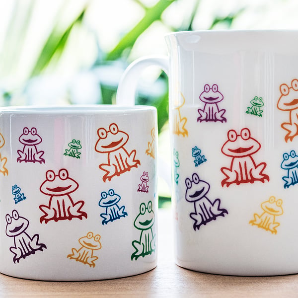 Bone china rainbow frog coffee mug cup ceramic children's large espresso cup