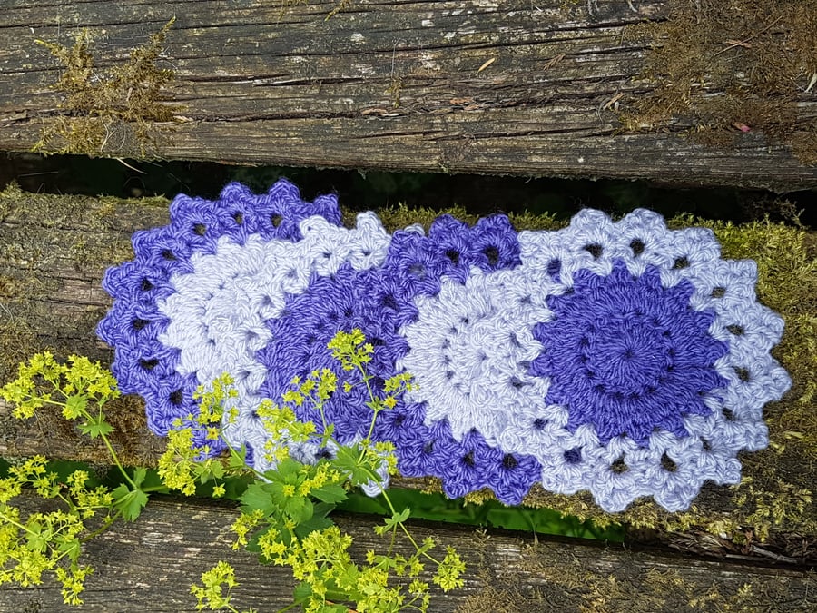 Purple and Lilac Crochet Coasters
