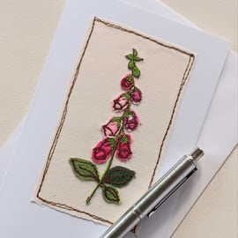 Embroidered Foxglove General Greeting Card