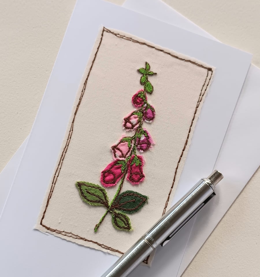 Embroidered Foxglove General Greeting Card