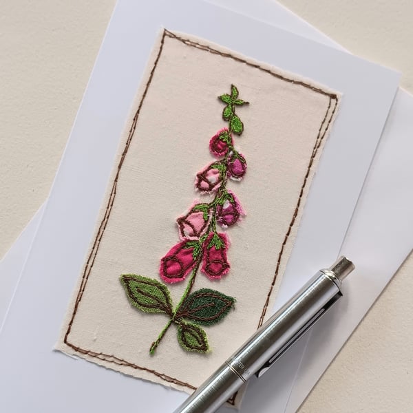 Embroidered Foxglove General Greeting Card