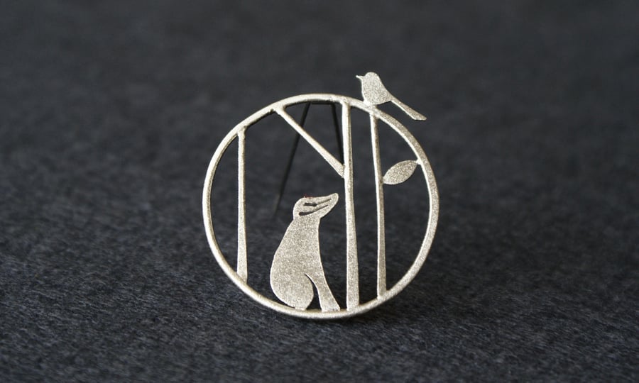 Edge of the woods badger brooch
