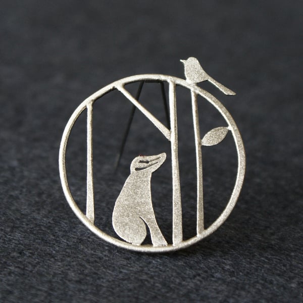 Edge of the woods badger brooch