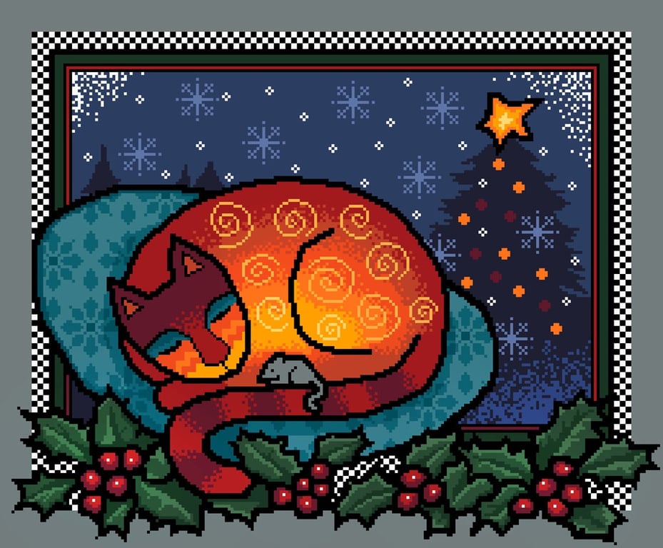 085 - Colourful Cats Series - Christmas Tree Cat - Cross Stitch Pattern