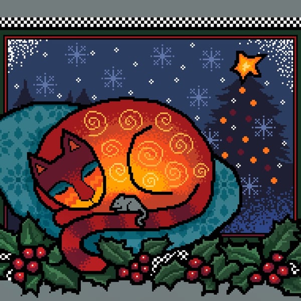 085 - Colourful Cats Series - Christmas Tree Cat - Cross Stitch Pattern