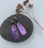 Pink Cow Parsley aluminium drop earrings with blue bead