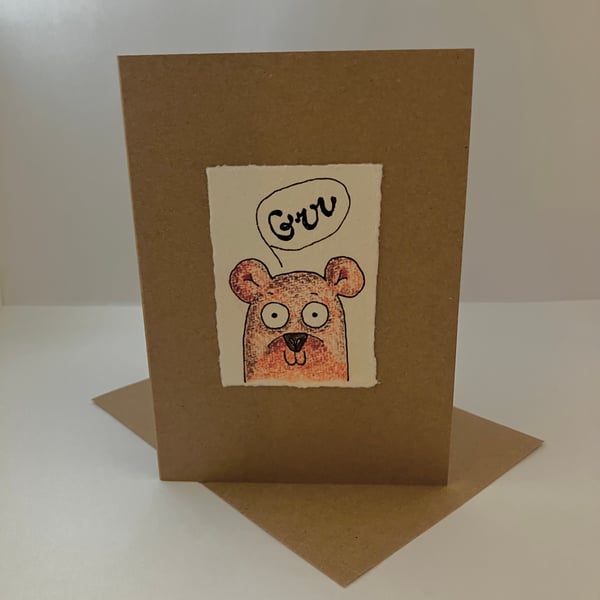 Grr Brown Bear Greetings Card