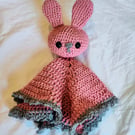 Handmade Crochet Bunny Lovey Blanket 