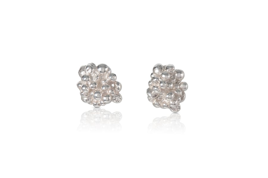 Handcrafted Silver Granulation Stud Earrings